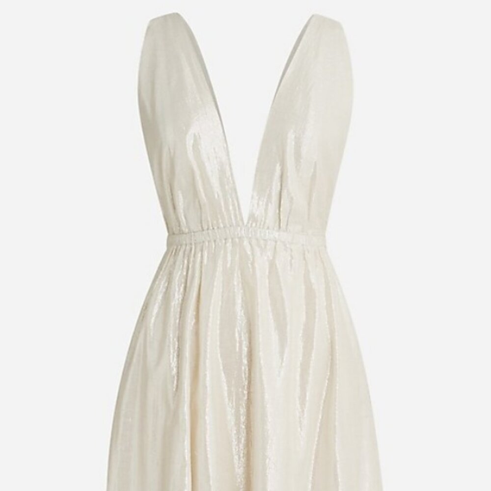 Plunge-neck metallic beach dress; NWT